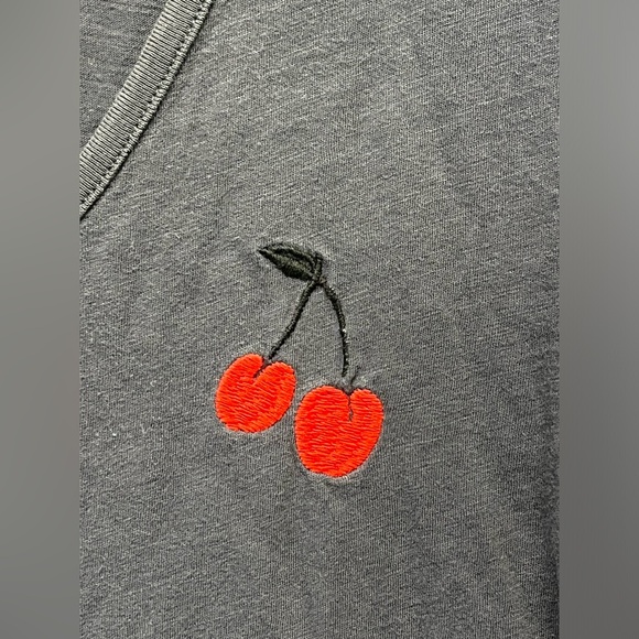 Loft Cherry Embroidered Elbow Sleeve Vintage Soft Tee, Size Medium - Picture 4 of 4